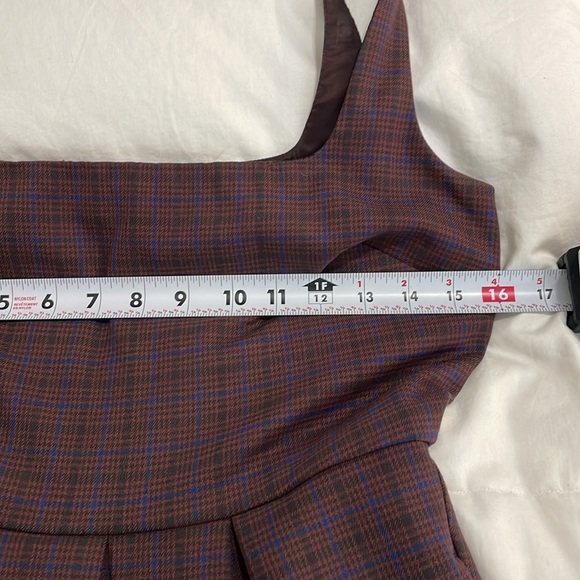 Sunday Best | Aritzia | Tasha | Reddish Brown/Blue Plaid | Mini Dress | Size 2 - Picture 14 of 16